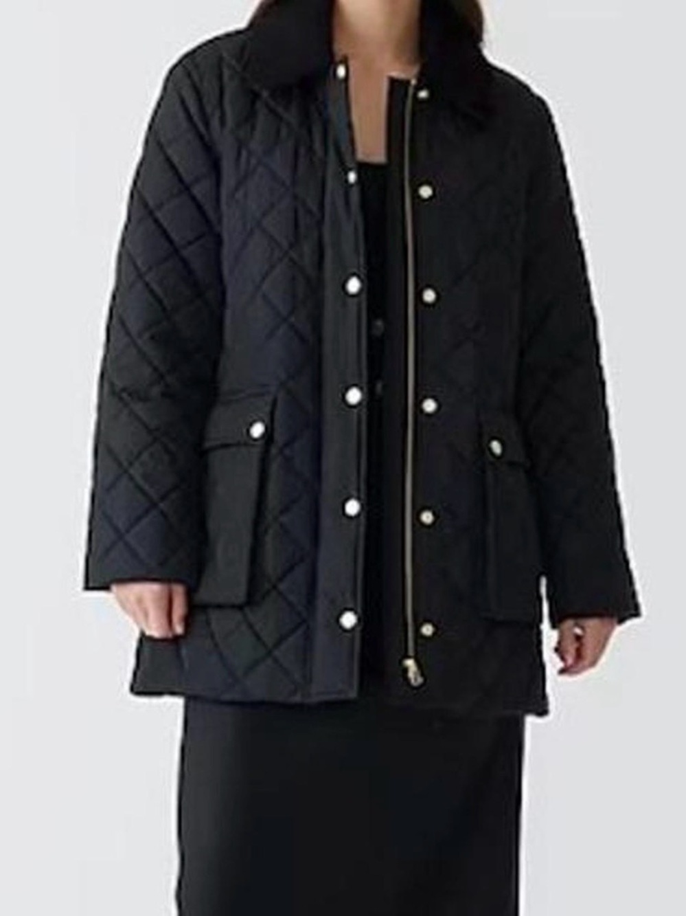 J. Crew Black Quilted Puffer Coat - Picture 2 of 7